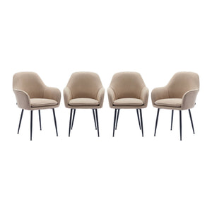 Set di 4 poltrone in velluto a coste con gambe in metallo nero opaco,