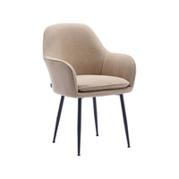 Set di 4 poltrone in velluto a coste con gambe in metallo nero opaco,