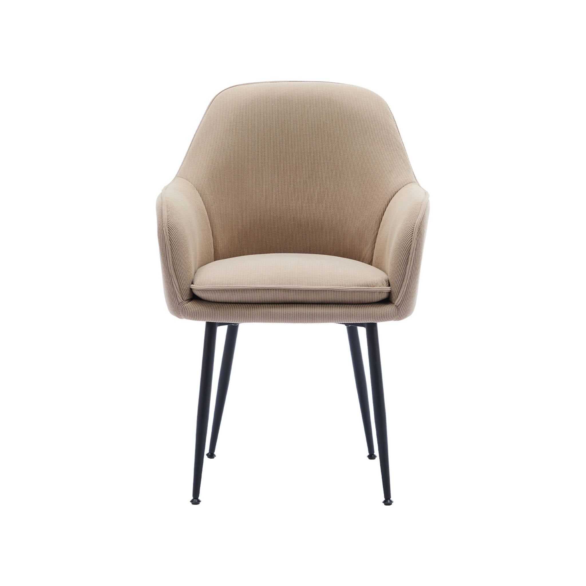 Set di 4 poltrone in velluto a coste con gambe in metallo nero opaco,