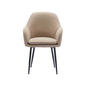 Set di 4 poltrone in velluto a coste con gambe in metallo nero opaco,