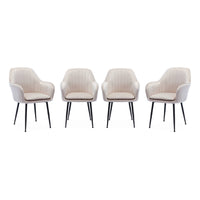 Set di 4 poltrone in velluto con gambe in metallo, bianco sporco