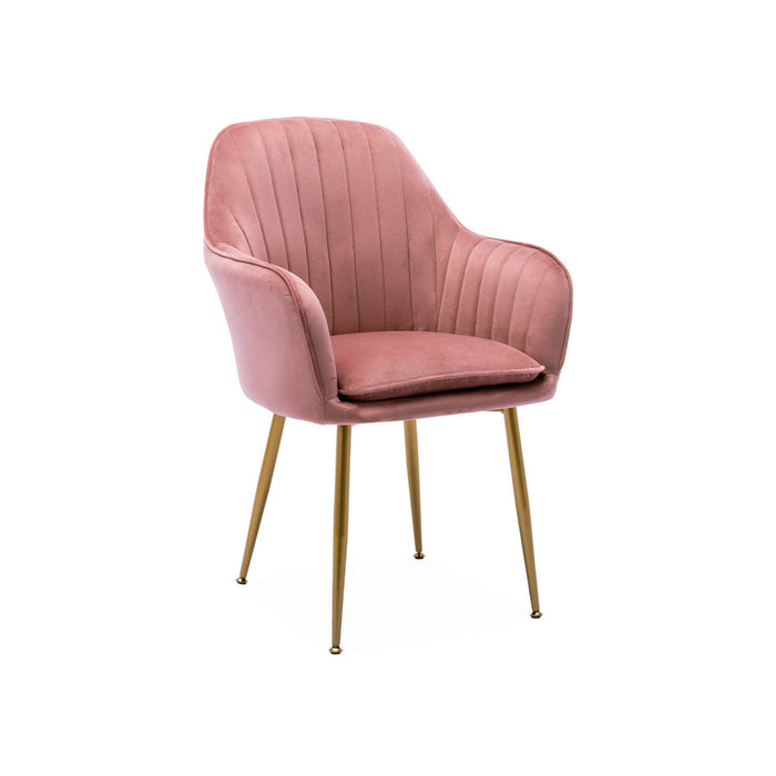 Set di 4 poltrone in velluto con gambe in metallo, rosa antico