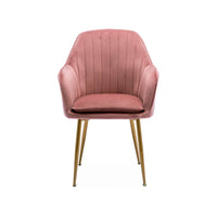 Set di 4 poltrone in velluto con gambe in metallo, rosa antico