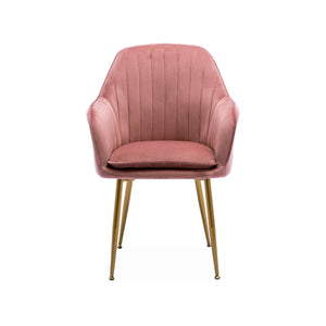 Set di 4 poltrone in velluto con gambe in metallo, rosa antico