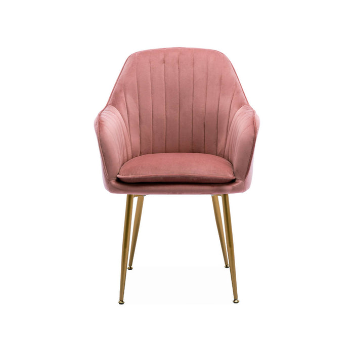 Set di 4 poltrone in velluto con gambe in metallo, rosa antico