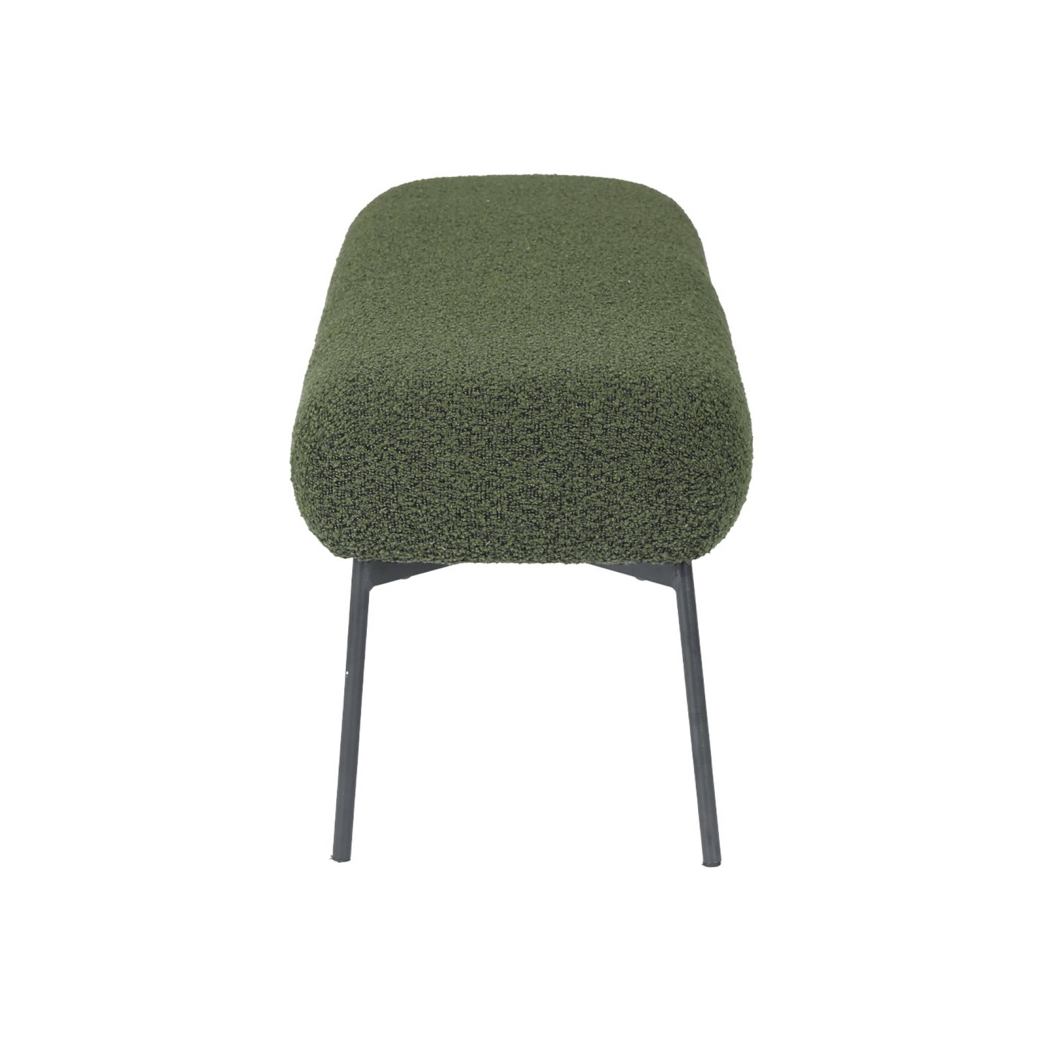 Panca tessuto bouclé e gambe in metallo, verde kaki
