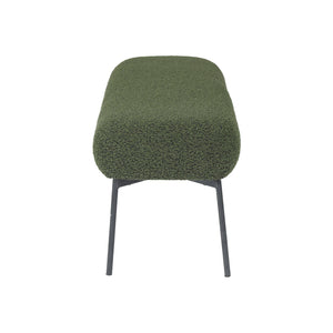 Panca tessuto bouclé e gambe in metallo, verde kaki