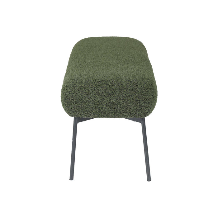 Panca tessuto bouclé e gambe in metallo, verde kaki