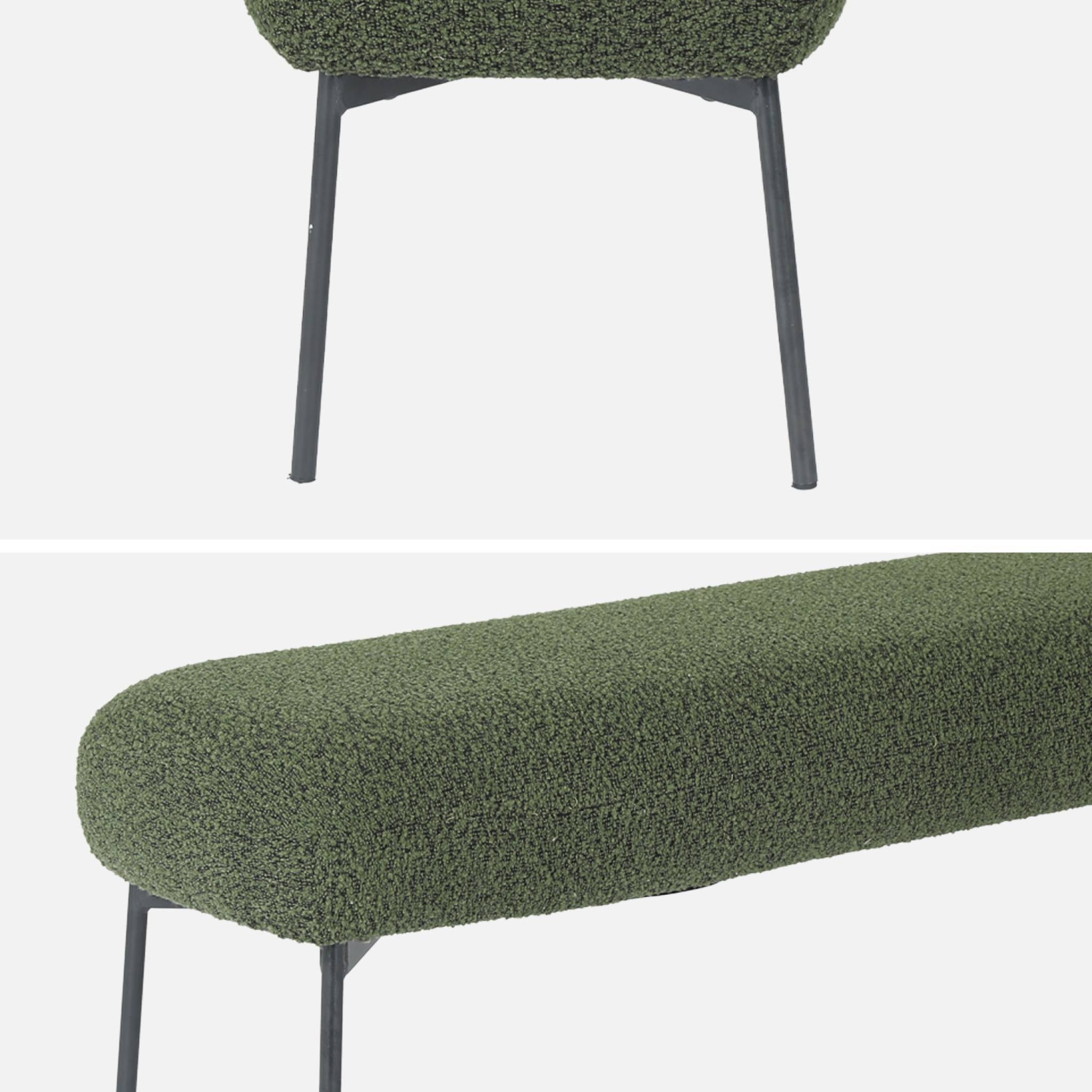 Panca tessuto bouclé e gambe in metallo, verde kaki