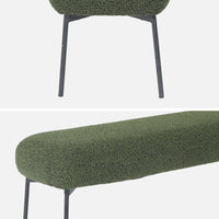 Panca tessuto bouclé e gambe in metallo, verde kaki