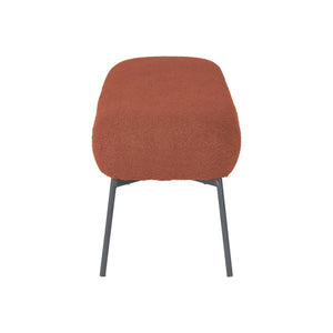 Panca tessuto bouclé e gambe in metallo, color ruggine