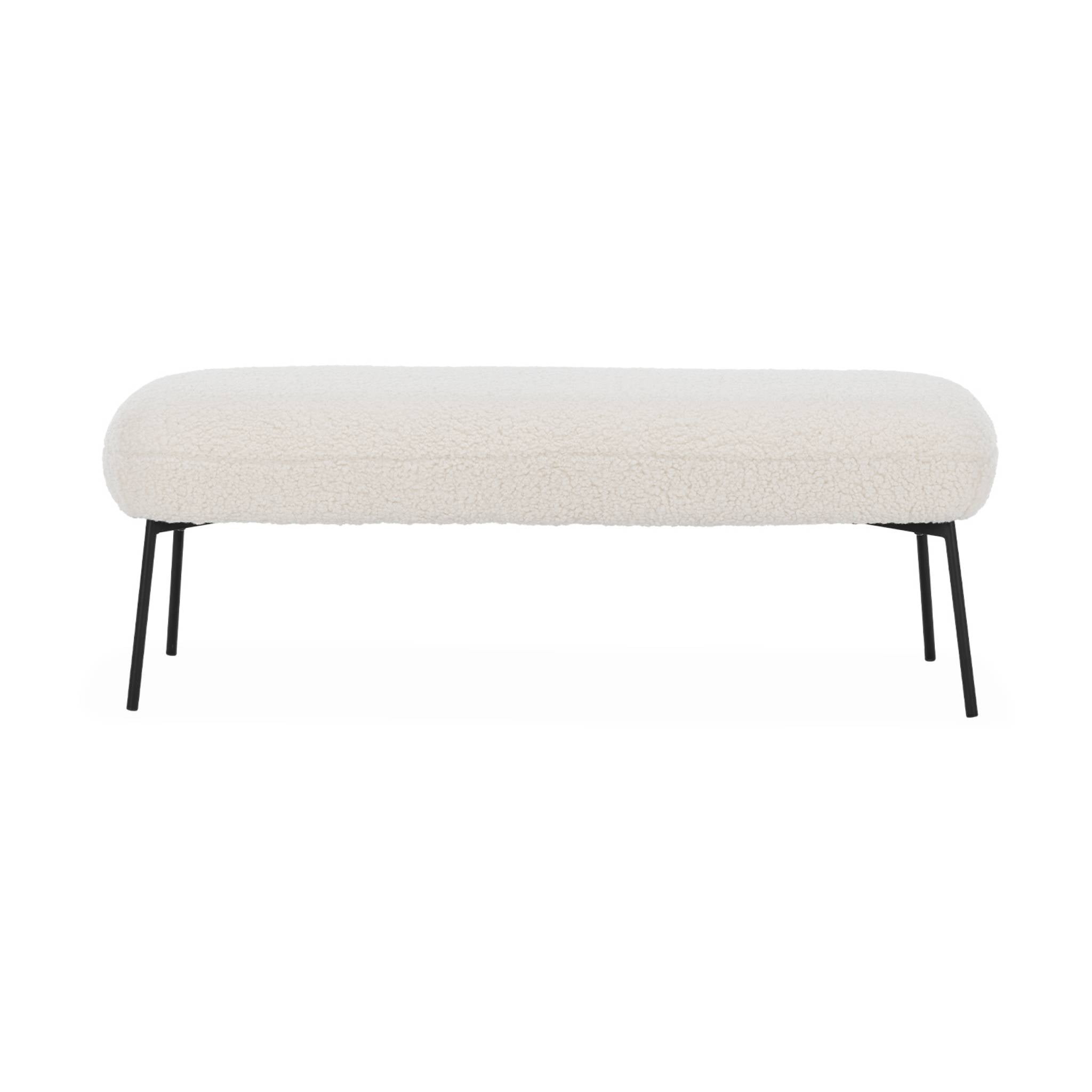 Panca tessuto bouclé e gambe in metallo, ecrù
