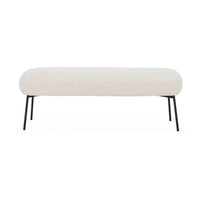 Panca tessuto bouclé e gambe in metallo, ecrù