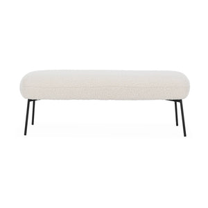 Panca tessuto bouclé e gambe in metallo, ecrù