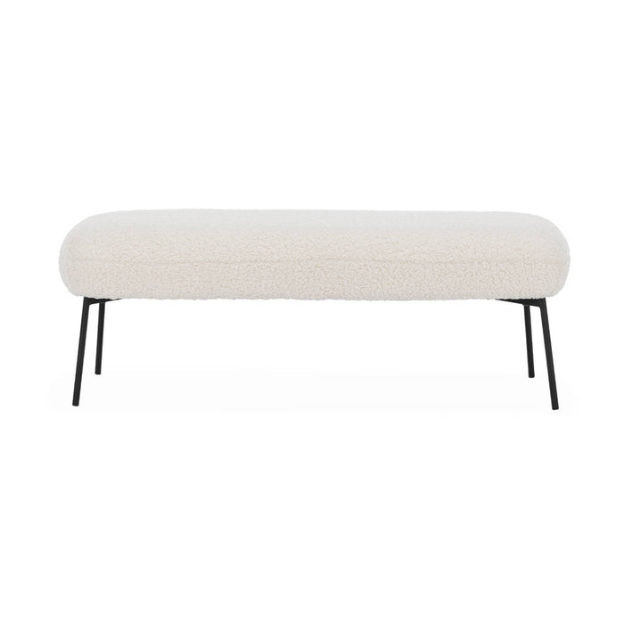 Panca tessuto bouclé e gambe in metallo, ecrù