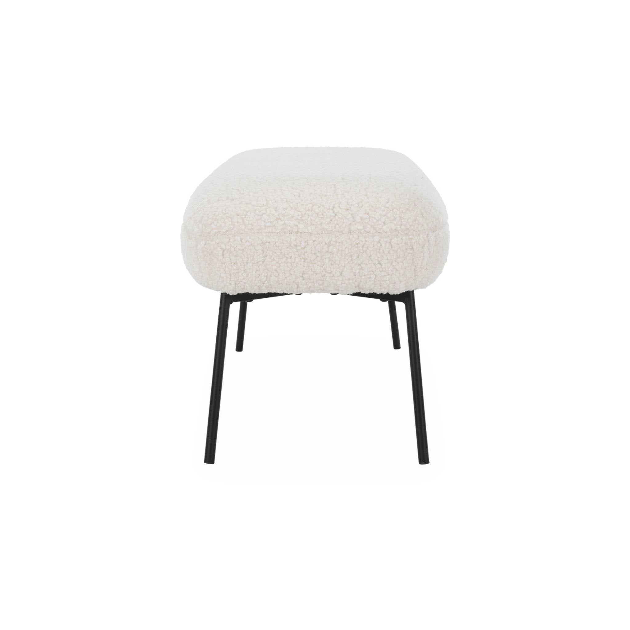 Panca tessuto bouclé e gambe in metallo, ecrù