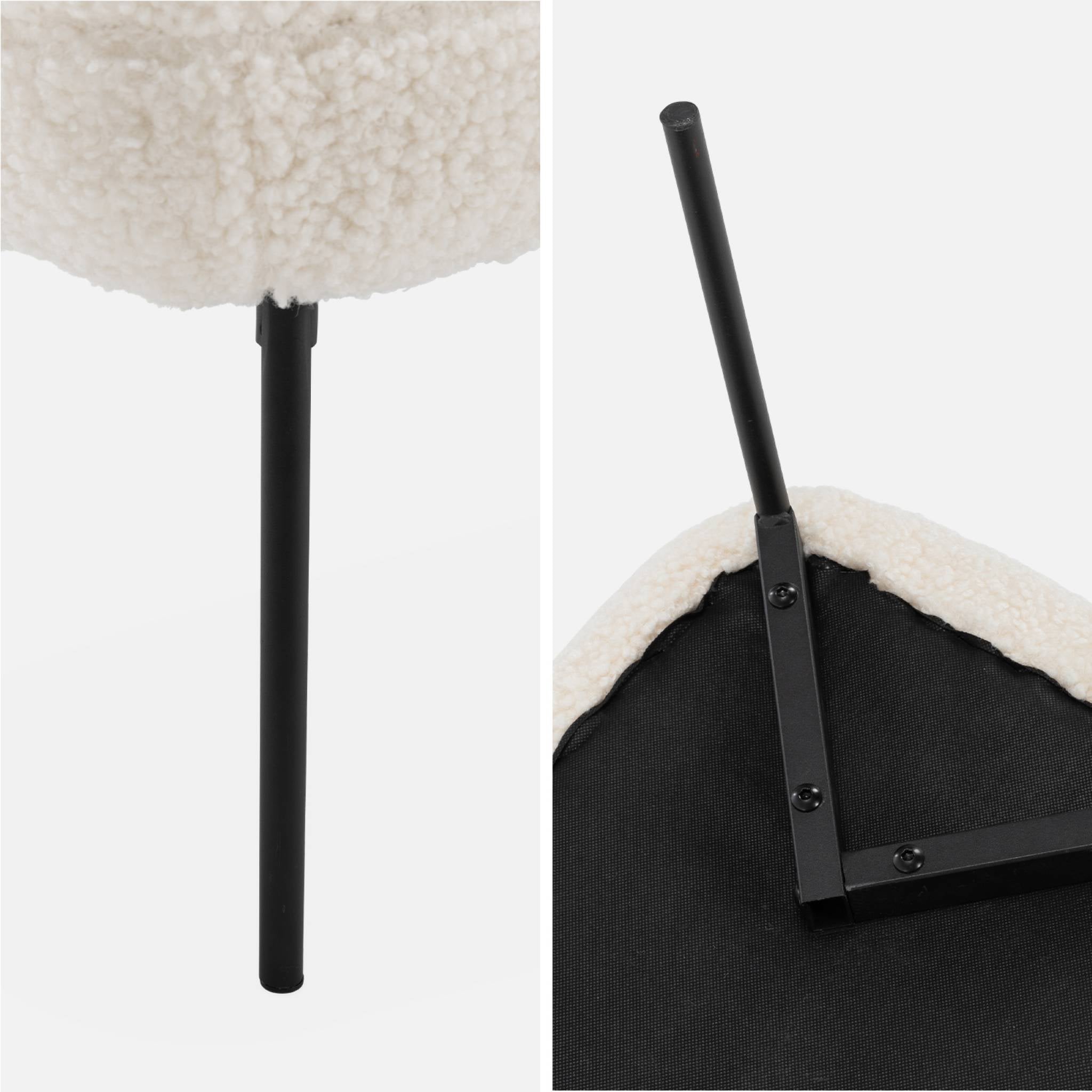 Panca tessuto bouclé e gambe in metallo, ecrù