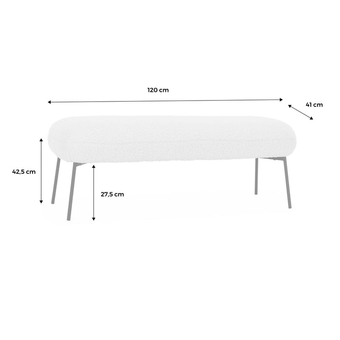 Panca tessuto bouclé e gambe in metallo, color ruggine