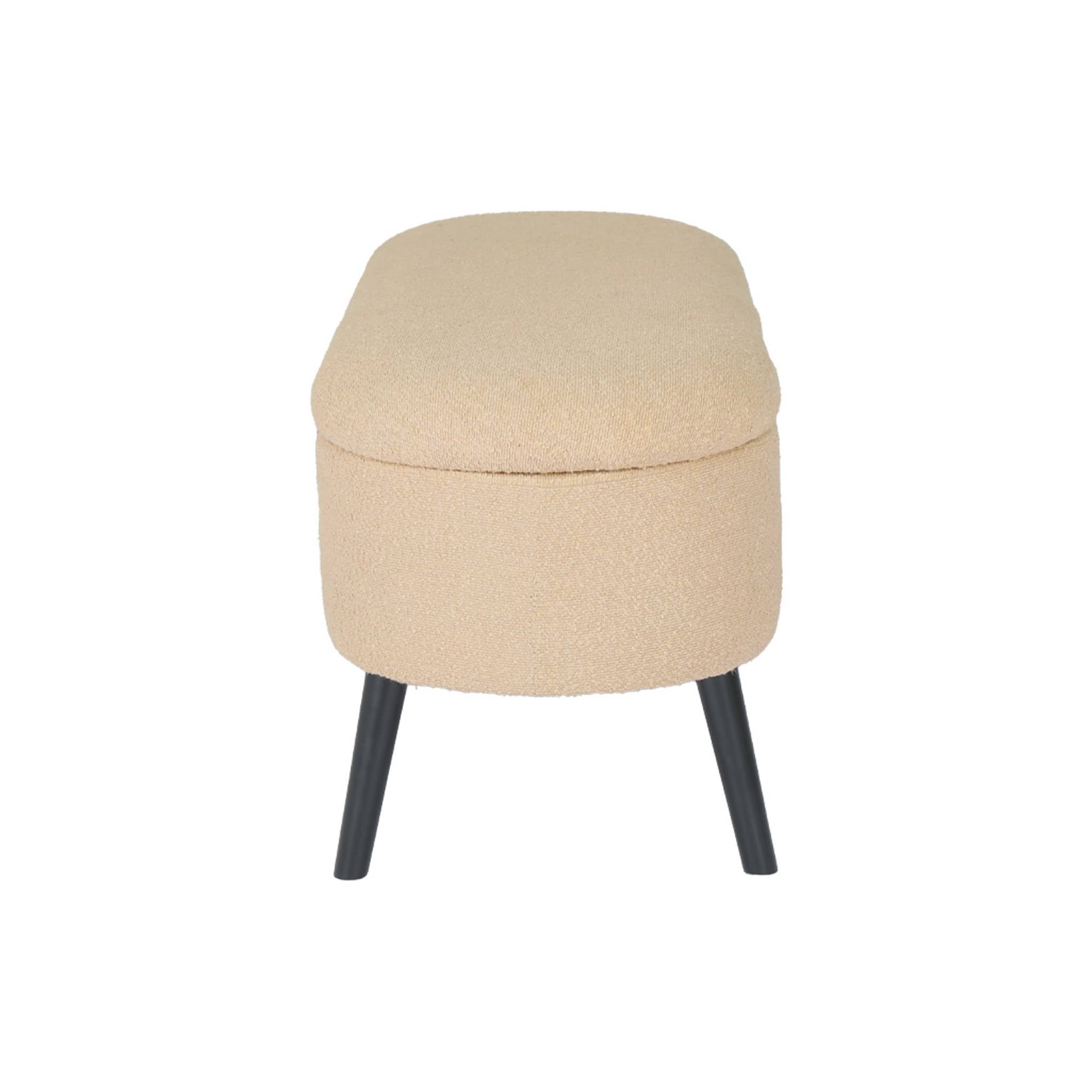 Cassapanca con rivestimento bouclé, beige