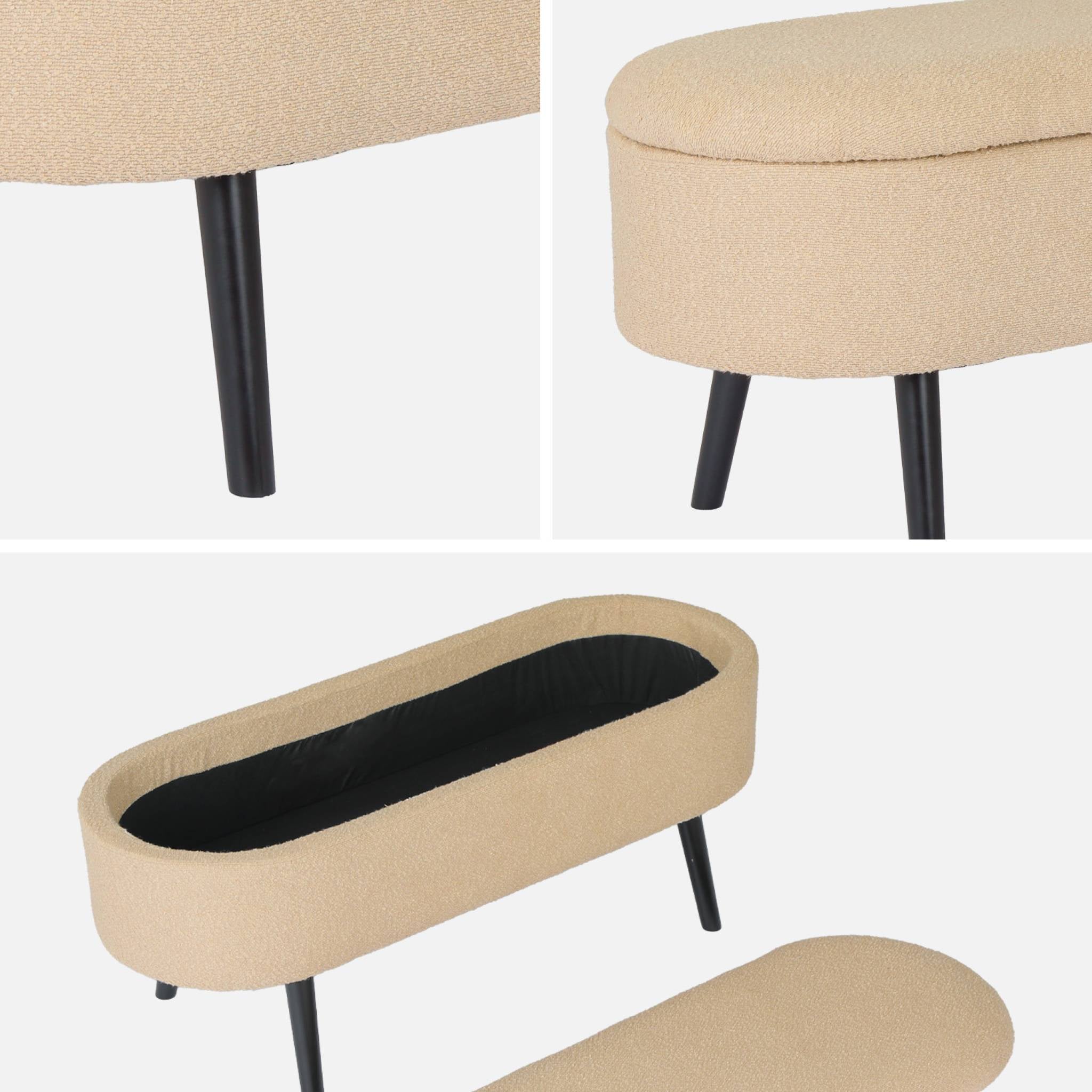 Cassapanca con rivestimento bouclé, beige