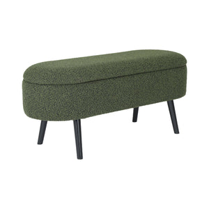 Cassapanca con rivestimento bouclé, verde kaki