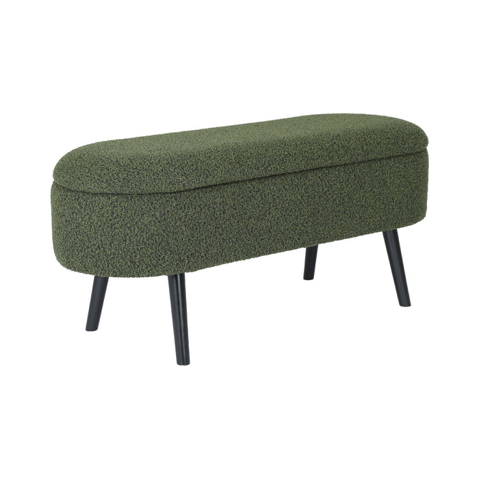 Cassapanca con rivestimento bouclé, verde kaki