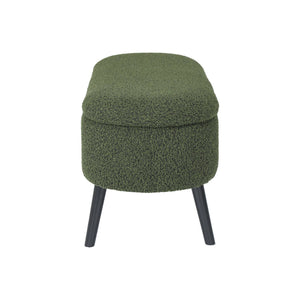 Cassapanca con rivestimento bouclé, verde kaki