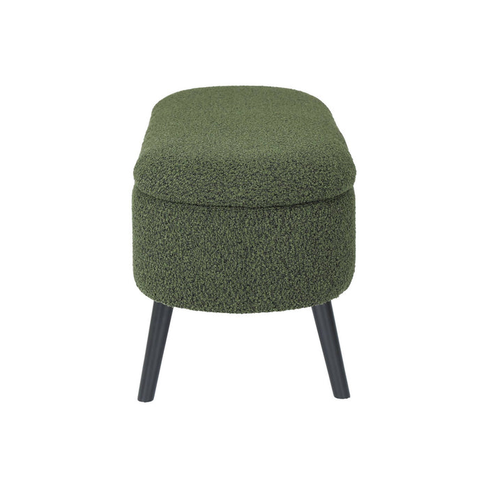 Cassapanca con rivestimento bouclé, verde kaki