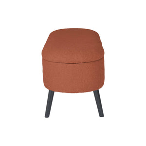 Cassapanca con rivestimento bouclé, color ruggine