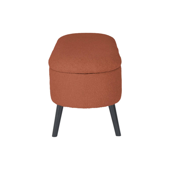 Cassapanca con rivestimento bouclé, color ruggine