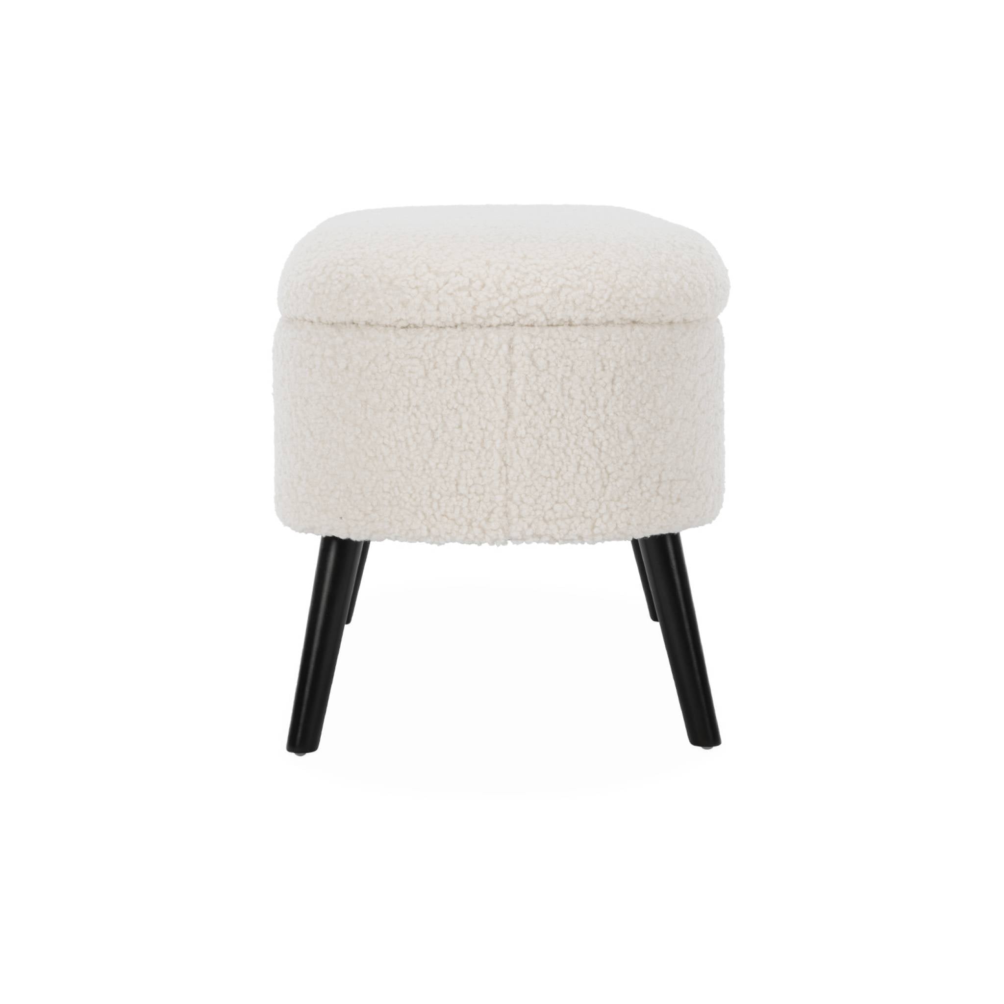 Cassapanca con rivestimento bouclé, ecrù