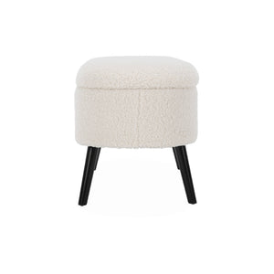 Cassapanca con rivestimento bouclé, ecrù