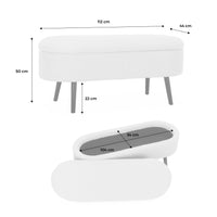 Cassapanca con rivestimento bouclé, ecrù