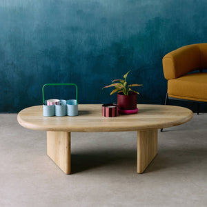 Tavolino ovale in legno di mango, marrone naturale