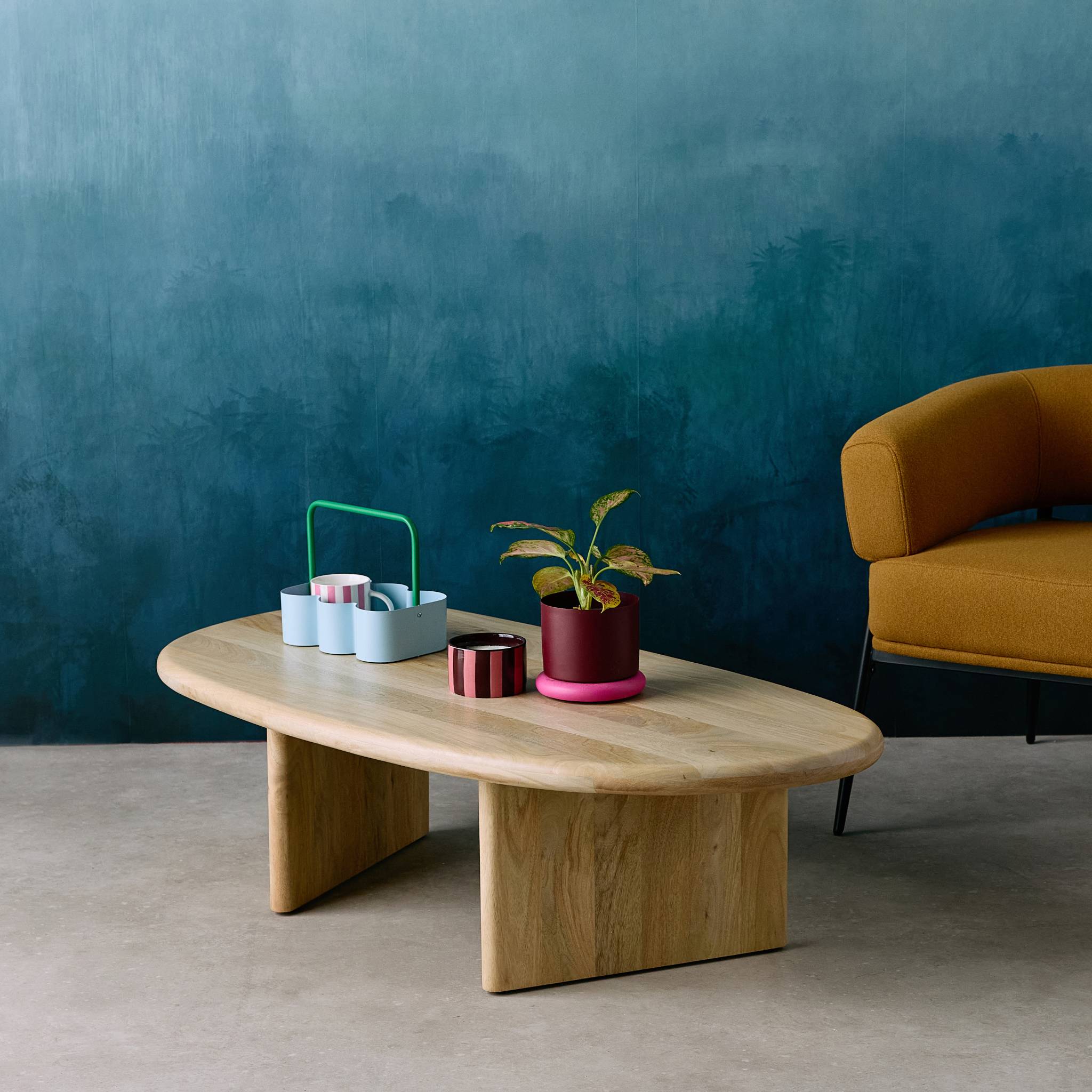 Tavolino ovale in legno di mango, marrone naturale