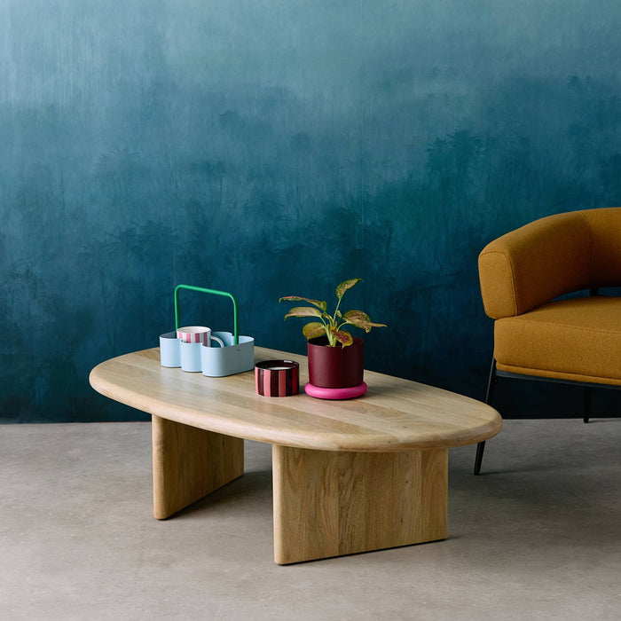 Tavolino ovale in legno di mango, marrone naturale