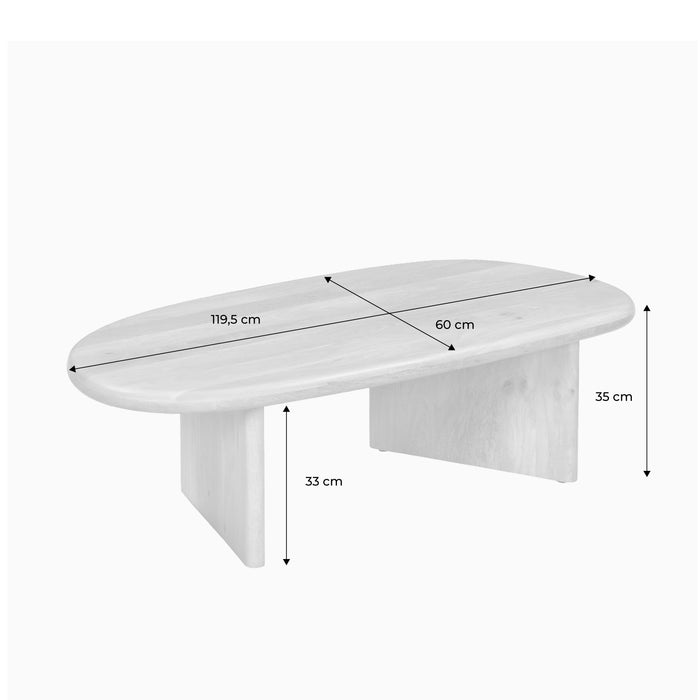 Tavolino ovale in legno di mango, marrone naturale