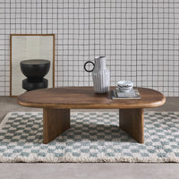 Tavolino ovale in legno di mango, marrone