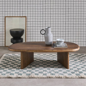 Tavolino ovale in legno di mango, marrone