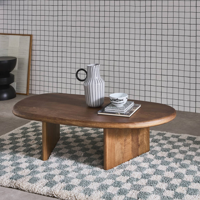 Tavolino ovale in legno di mango, marrone