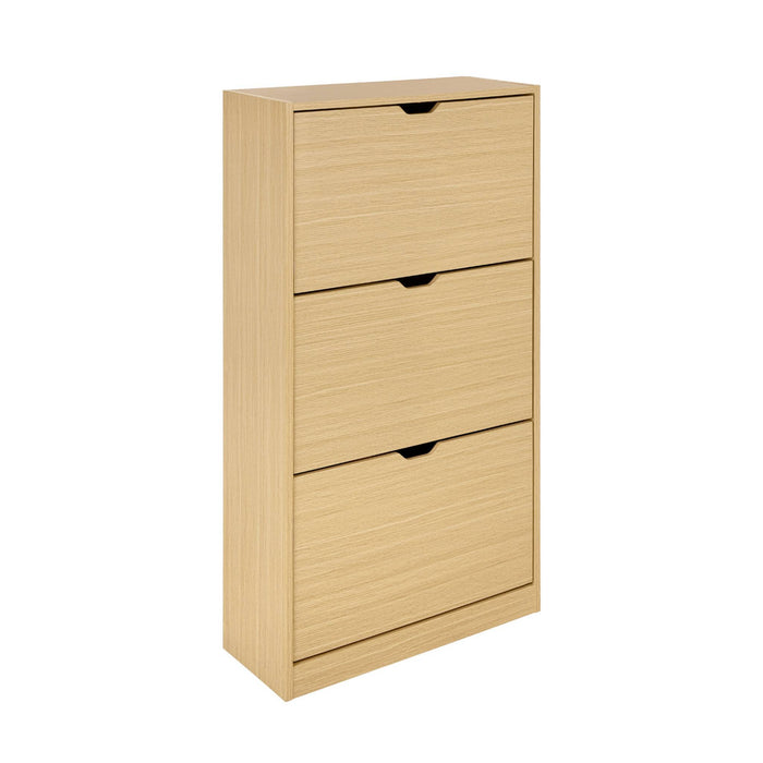 Scarpiera decorativa in legno con 3 cassetti, quercia