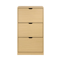 Scarpiera decorativa in legno con 3 cassetti, quercia