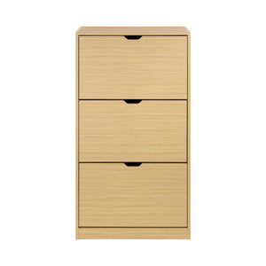 Scarpiera decorativa in legno con 3 cassetti, quercia