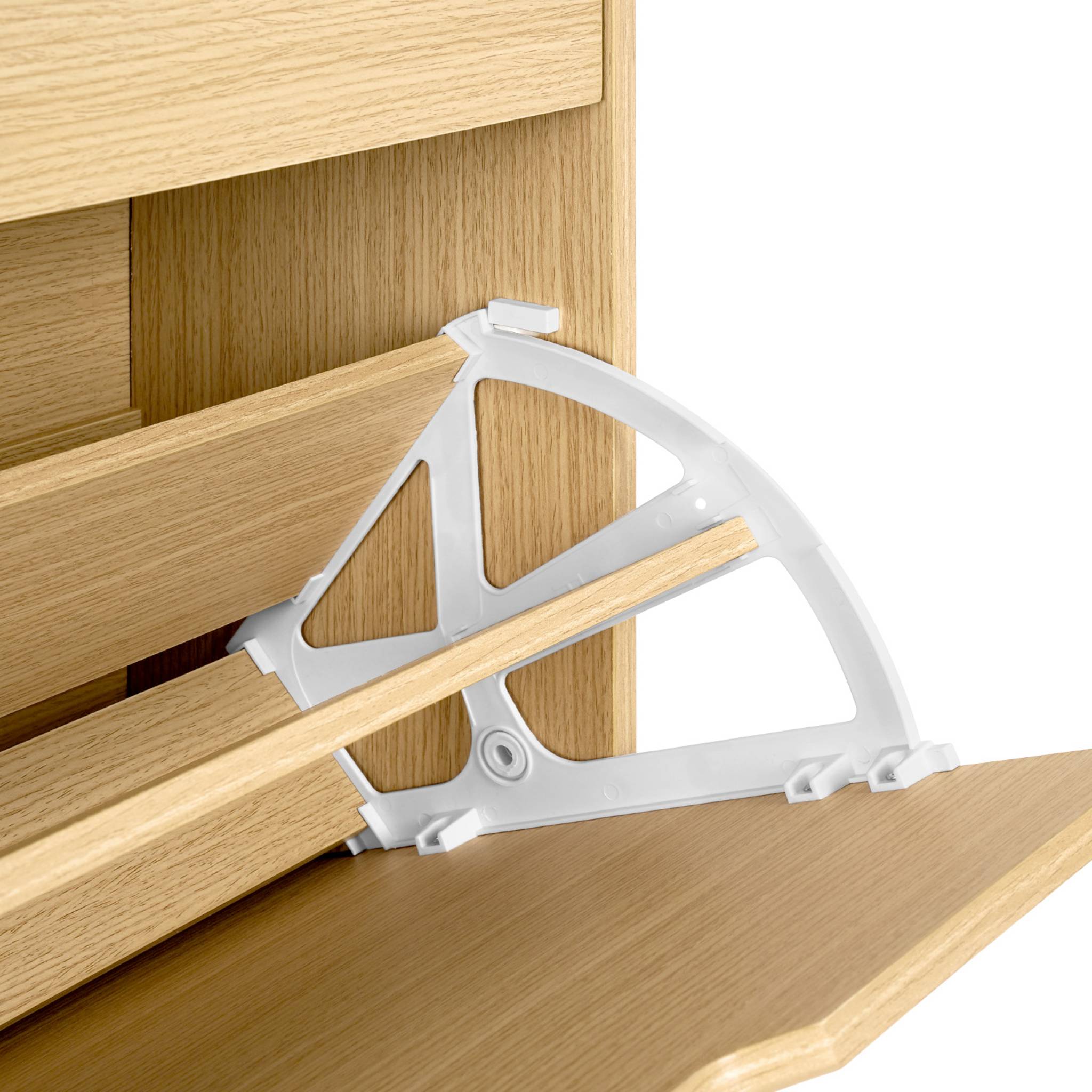 Scarpiera decorativa in legno con 3 cassetti, quercia