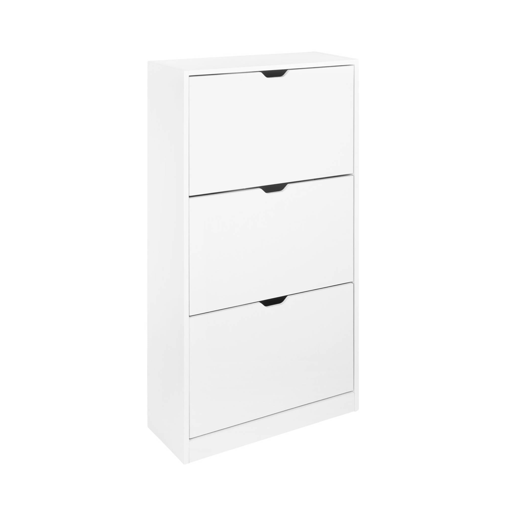 Scarpiera decorativa in legno con 3 cassetti, bianco