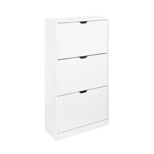 Scarpiera decorativa in legno con 3 cassetti, bianco