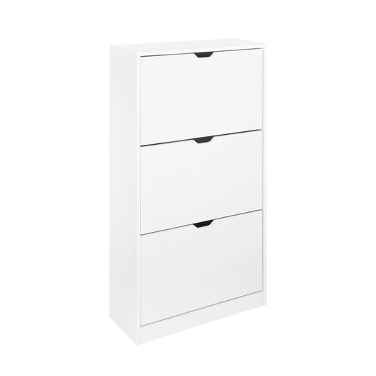 Scarpiera decorativa in legno con 3 cassetti, bianco