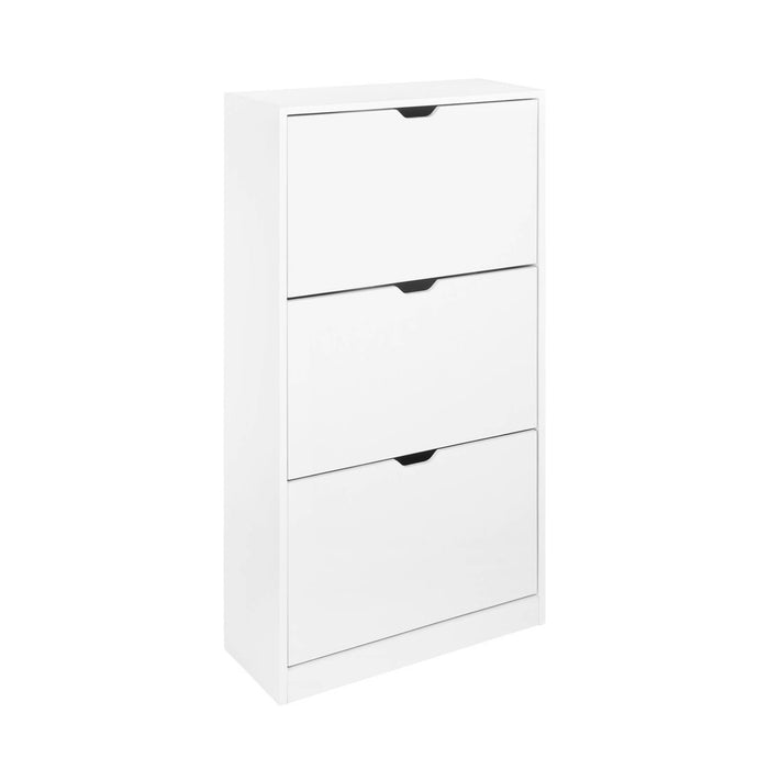 Scarpiera decorativa in legno con 3 cassetti, bianco