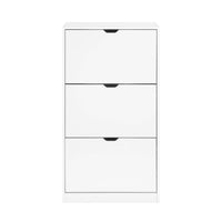 Scarpiera decorativa in legno con 3 cassetti, bianco