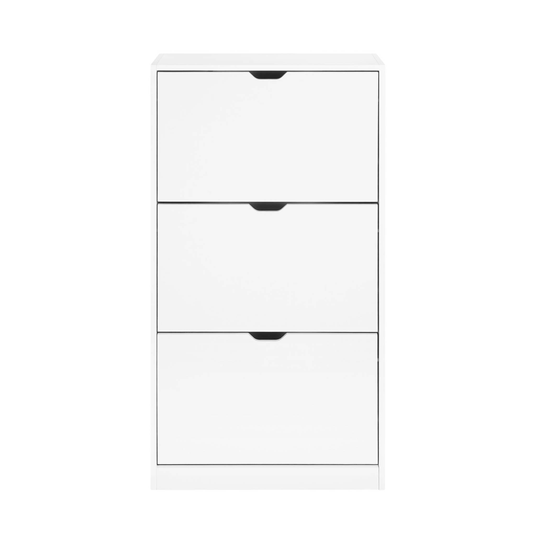 Scarpiera decorativa in legno con 3 cassetti, bianco